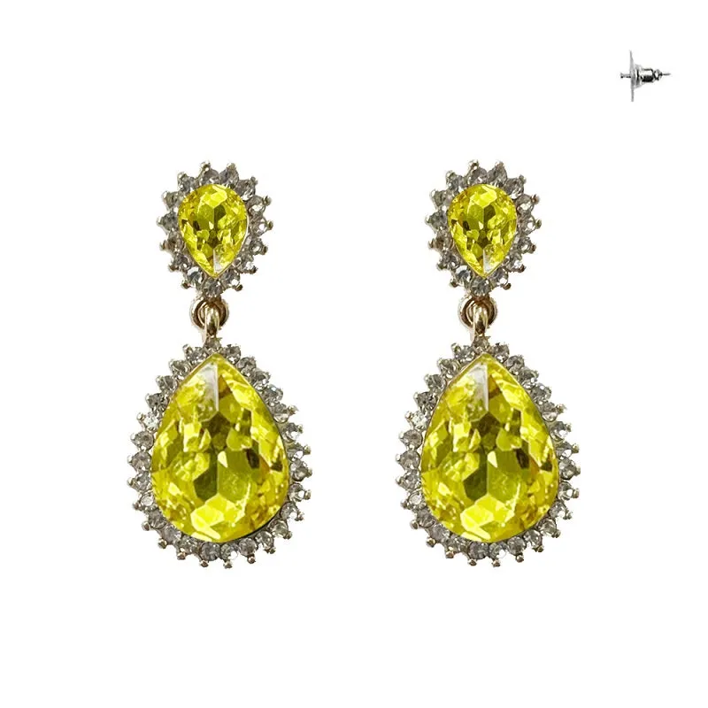 GOLD EARRINGS YELLOW CLEAR STONES ( 282 GYE ) sold by Oh My Jewelry