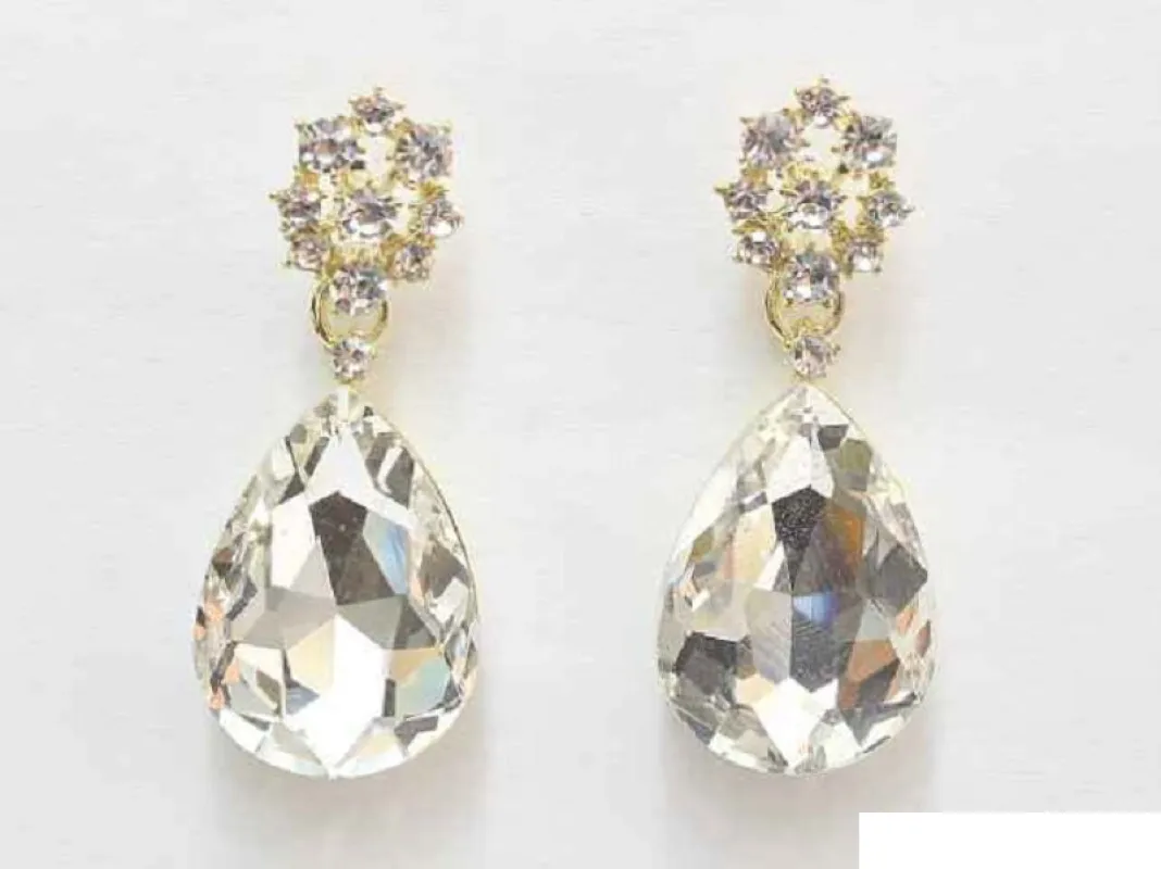SGOLD EARRINGS CLEAR STONES ( 5898 GCRY ) sold by Oh My Jewelry