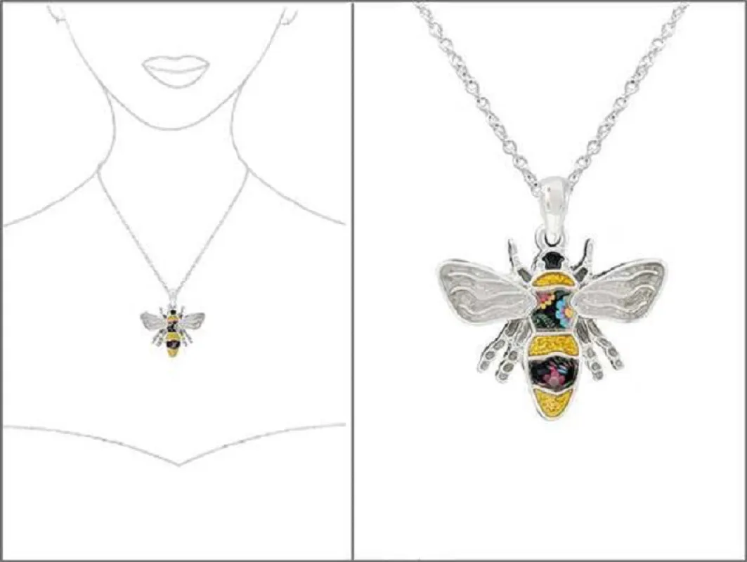 SILVER MULTI COLOR NECKLACE BEE PENDANT ( 3024 SMT ) sold by Oh My Jewelry