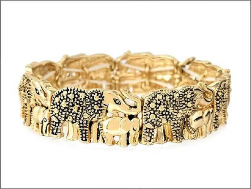 GOLD ELEPHANT STRETCH BRACELET ( 01806 AG ) sold by Oh My Jewelry