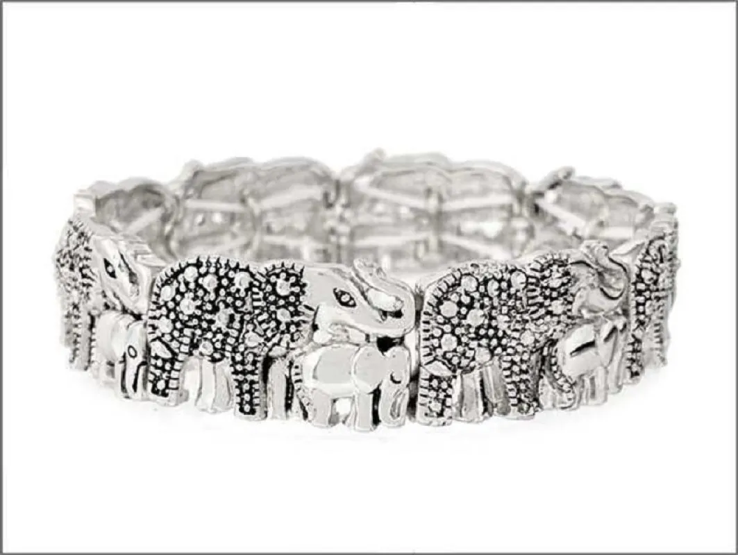 SILVER ELEPHANT STRETCH BRACELET ( 01806 AS ) sold by Oh My Jewelry