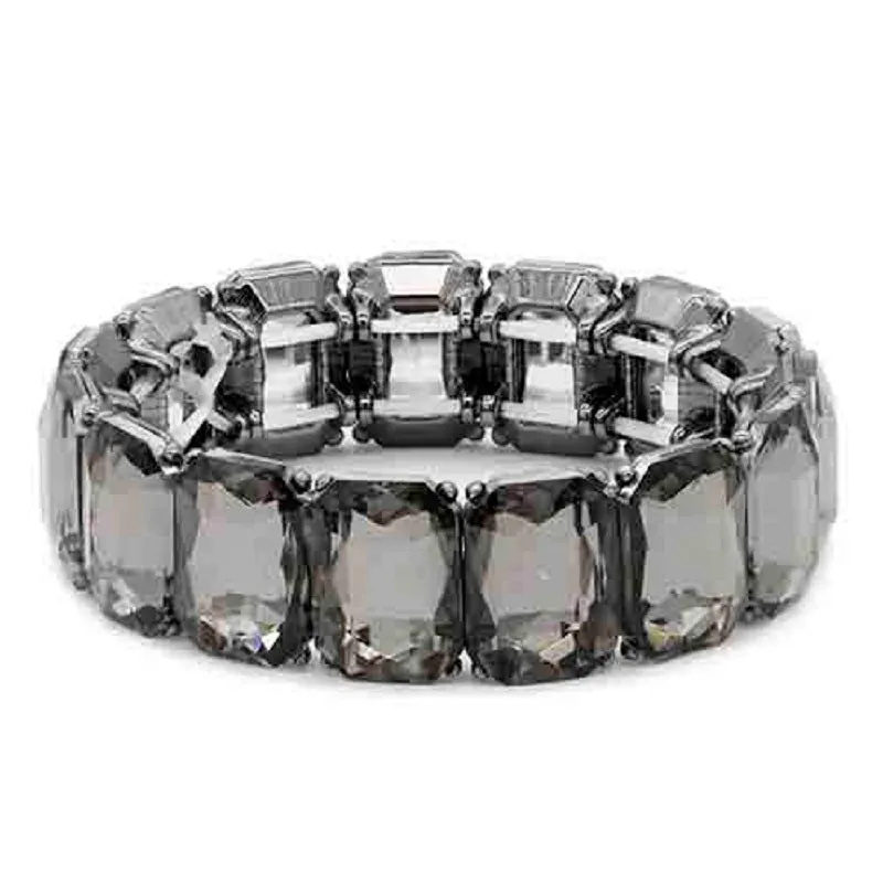 HEMATITE STRETCH BRACELET BLACK DIAMOND STONES ( 8086 BD ) made by Oh My Jewelry
