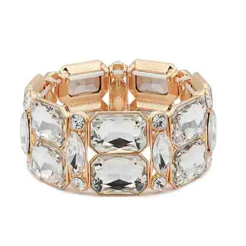 GOLD STRETCH BRACELET CLEAR STONES ( 8084 GDCL ) sold by Oh My Jewelry