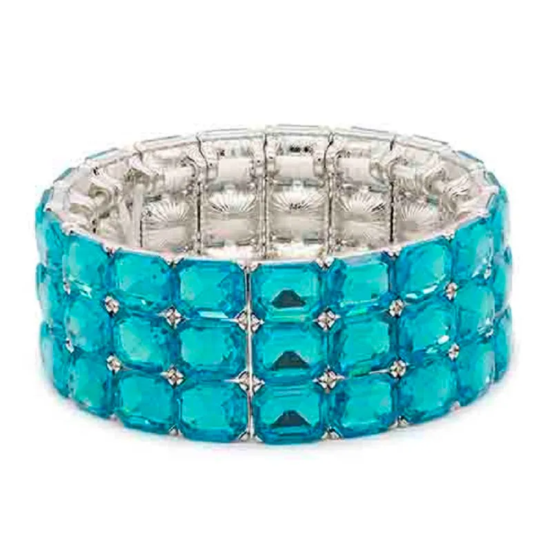 SILVER AQUA STRETCH BRACELET ( 8085 SVAQ ) sold by Oh My Jewelry