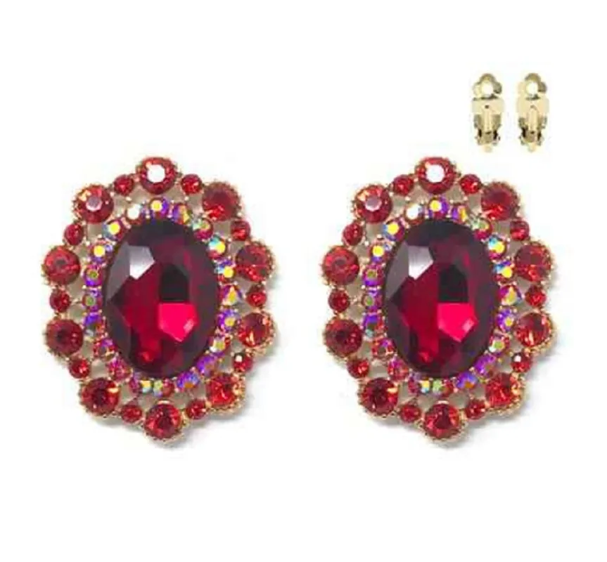 GOLD CLIP ON EARRINGS RED STONES ( 193 GRD ) sold by Oh My Jewelry
