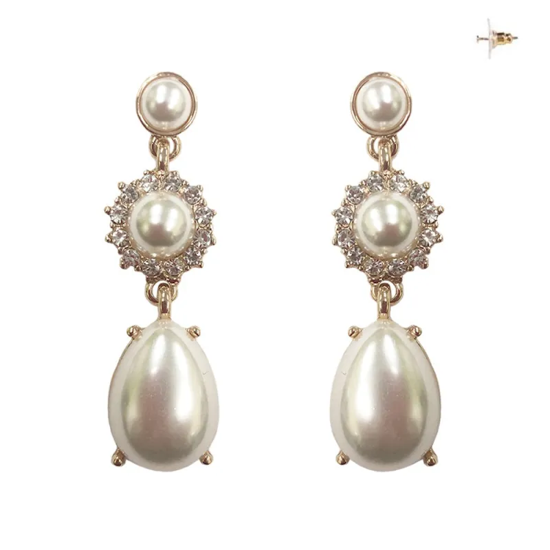 GOLD EARRINGS CREAM PEARL STONES ( 310 GCR ) sold by Oh My Jewelry