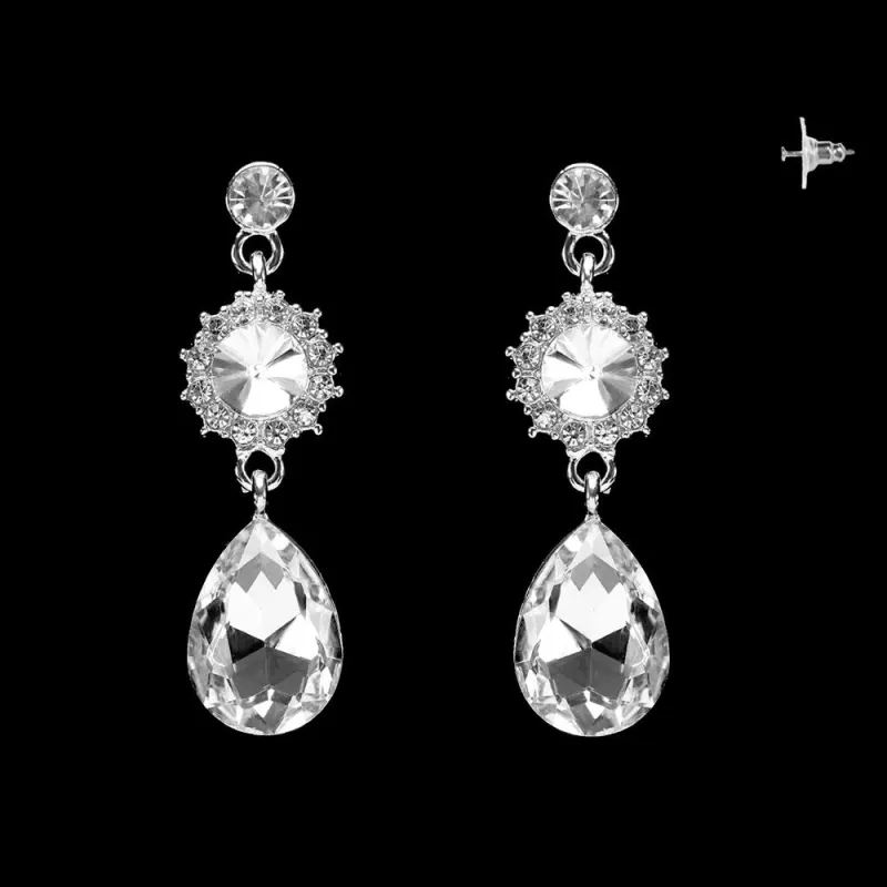 SILVER EARRINGS CLEAR STONES ( 310 RCL ) sold by Oh My Jewelry