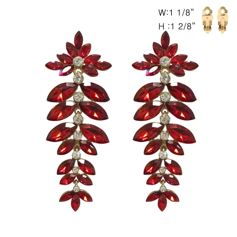 GOLD CLIP EARRINGS RED STONES ( 154 GRD ) sold by Oh My Jewelry
