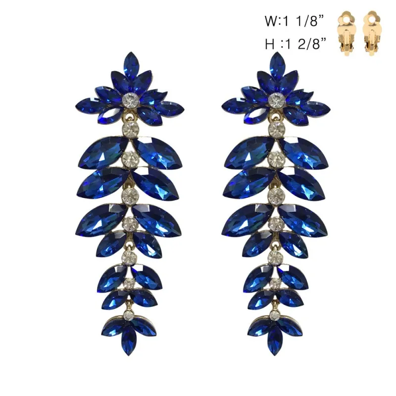 GOLD CLIP EARRINGS BLUE STONES ( 154 GRY ) sold by Oh My Jewelry