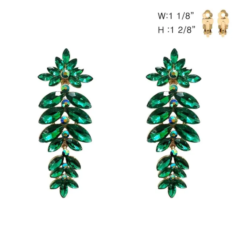 GOLD CLIP EARRINGS GREEN STONES ( 154 GGR ) sold by Oh My Jewelry
