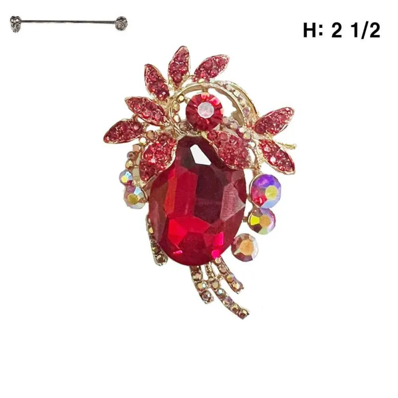 GOLD BROOCH RED STONES ( 47 GRD ) sold by Oh My Jewelry