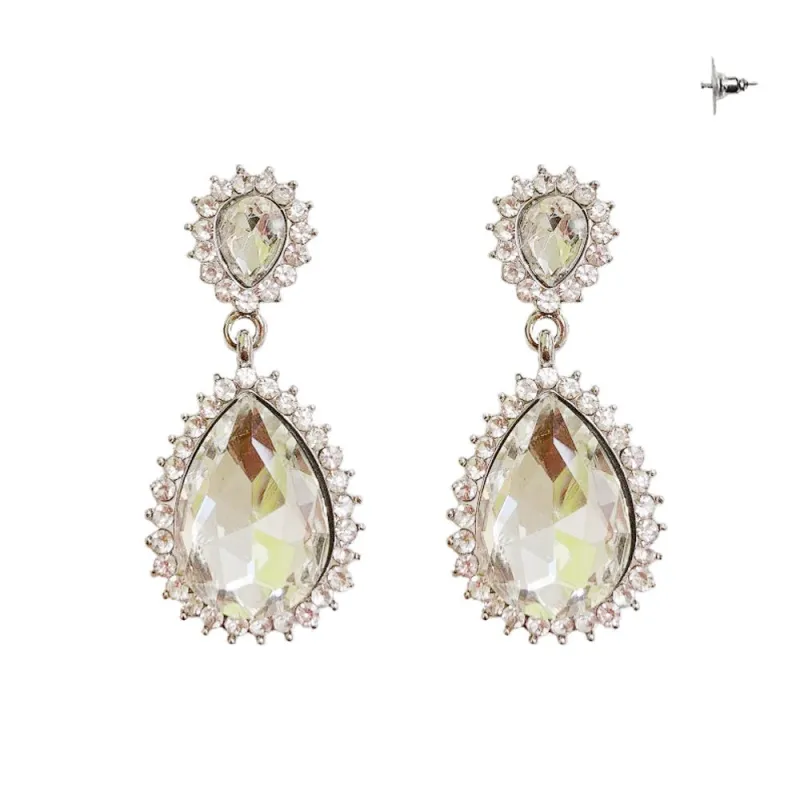 SILVER EARRINGS CLEAR STONES ( 282 RCL ) sold by Oh My Jewelry