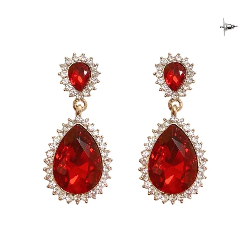 GOLD EARRINGS CLEAR RED STONES ( 282 GRD ) sold by Oh My Jewelry