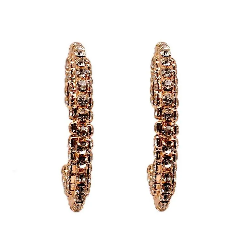 GOLD HOOP EARRINGS CLEAR STONES ( 171150 GCL ) sold by Oh My Jewelry