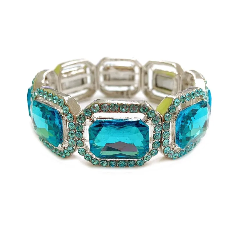 SILVER STRETCH BRACELET BLUE STONES ( 115 RAQ ) sold by Oh My Jewelry