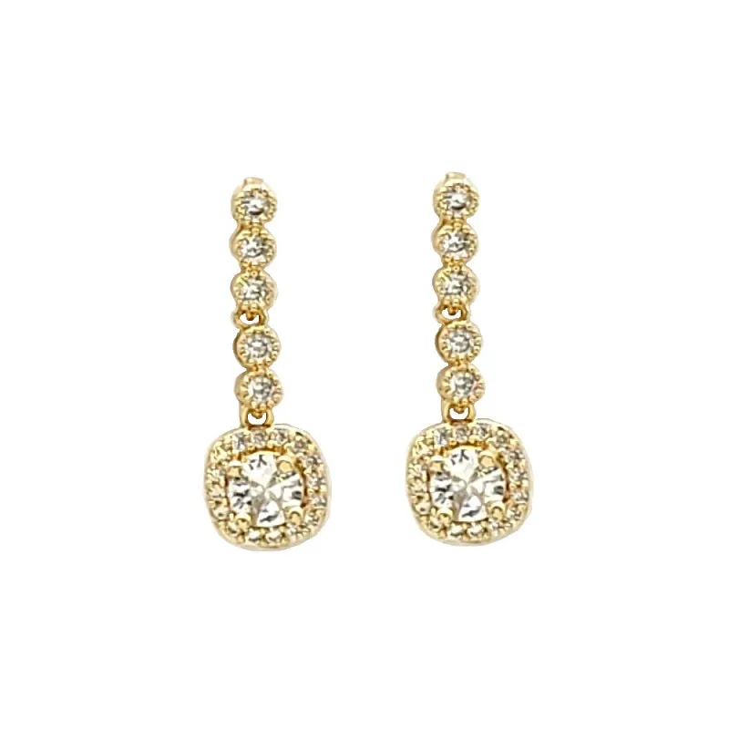 GOLD DANGLING EARRINGS CLEAR CZ CUBIC ZIRCONIA STONES ( 392 GL ) sold by Oh My Jewelry