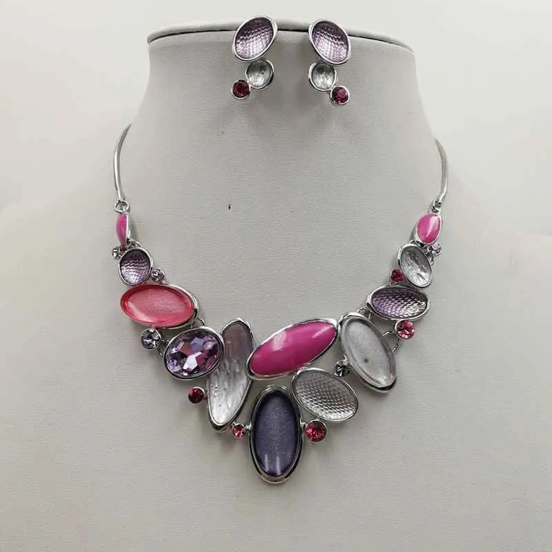 SILVER PURPLE NECKLACE SET ( 3411 SPP ) sold by Oh My Jewelry