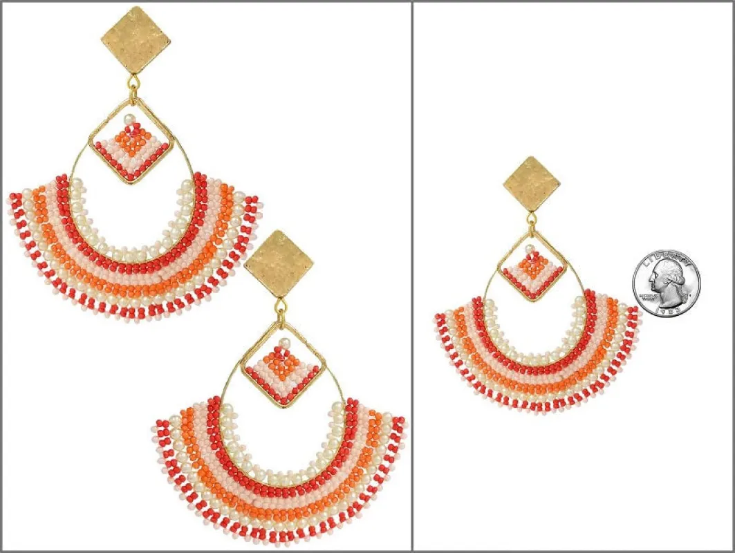 GOLD CORAL BEAD EARRINGS ( 4499 GCO ) sold by Oh My Jewelry