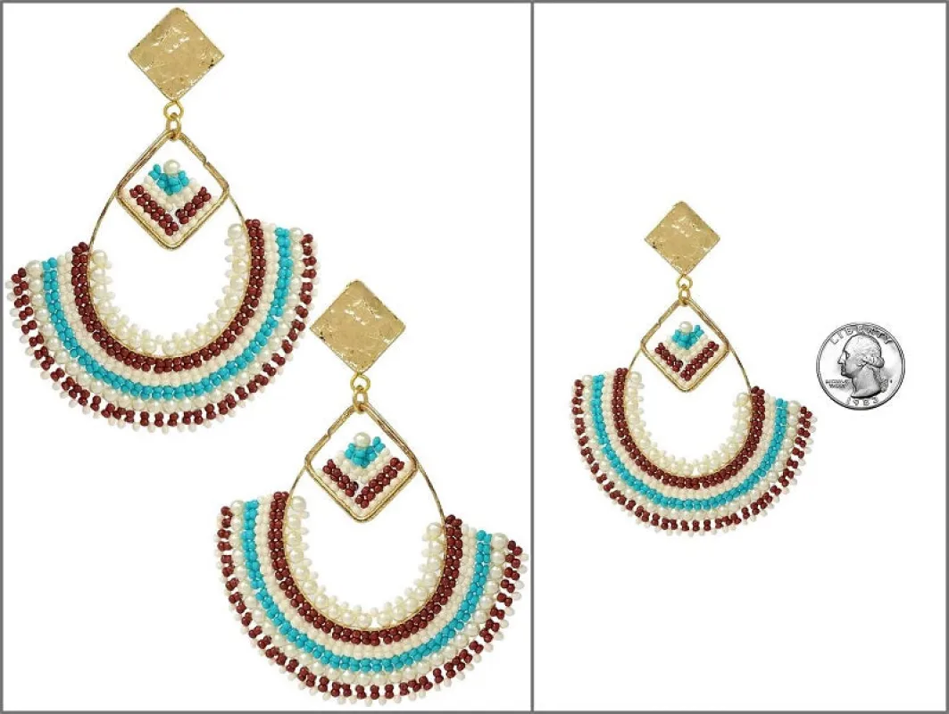 GOLD BROWN TURQUOISE BEAD EARRINGS ( 4499 GMT2 ) sold by Oh My Jewelry