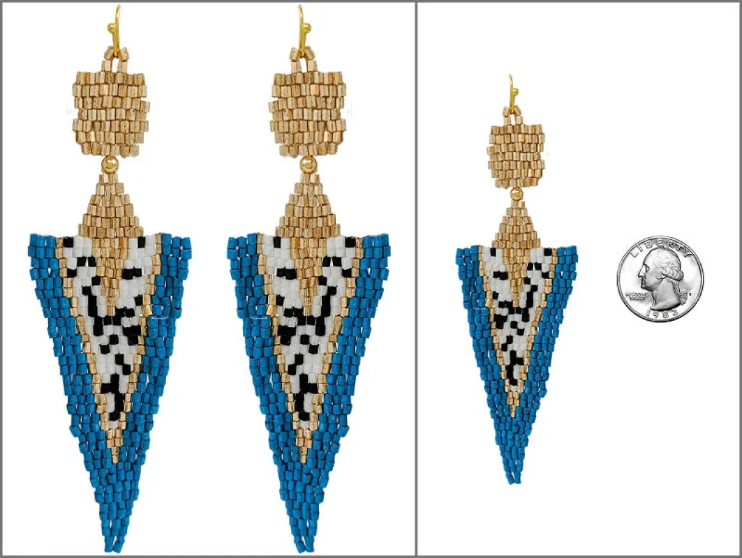 GOLD TURQUOISE BLACK WHITE BEAD EARRINGS ( 4472 TQMT ) sold by Oh My Jewelry