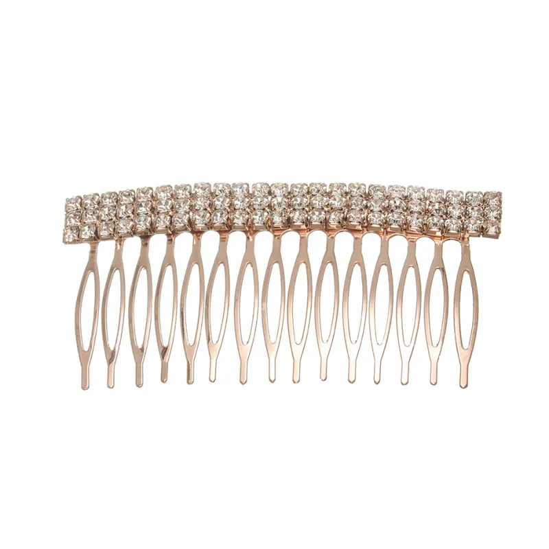 ROSE GOLD HAIR COMB CLEAR STONES ( 40330 CLRGD ) sold by Oh My Jewelry