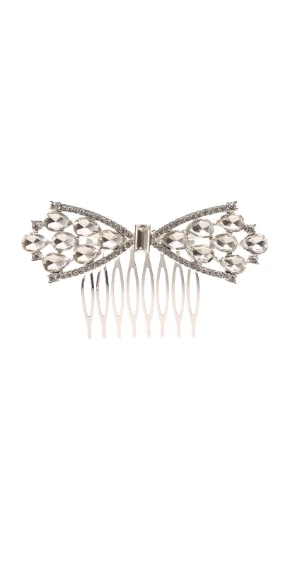 SILVER BOW HAIR COMB ( 41111 CLSV ) made by Oh My Jewelry