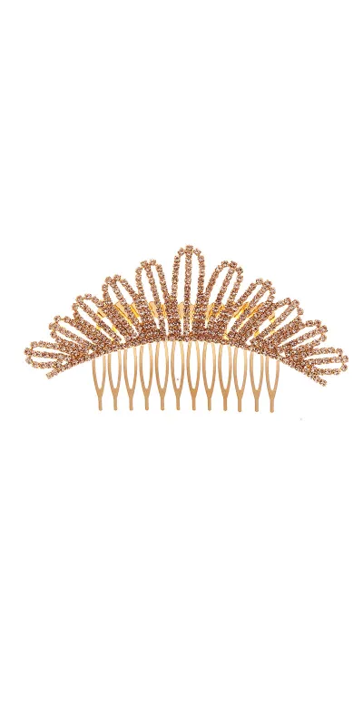 ROSE GOLD HAIR COMB CLEAR STONES ( 40995 CLRGD ) sold by Oh My Jewelry