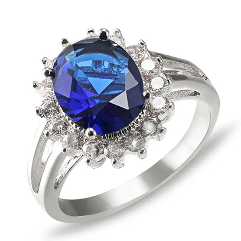 SILVER RING BLUE CLEAR STONE SIZE 9 ( 2036 BL SIZE 9 ) made by Oh My Jewelry