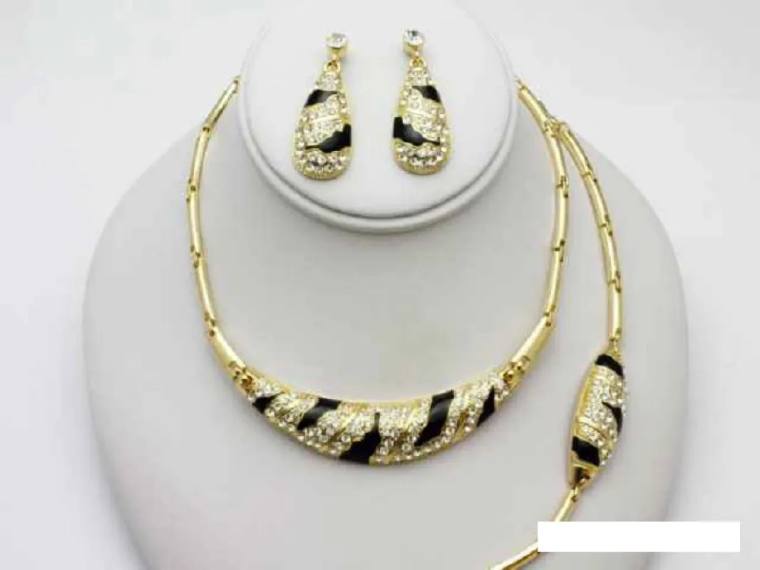 GOLD NECKLACE SET CLEAR STONES ( 11589 G ) sold by Oh My Jewelry