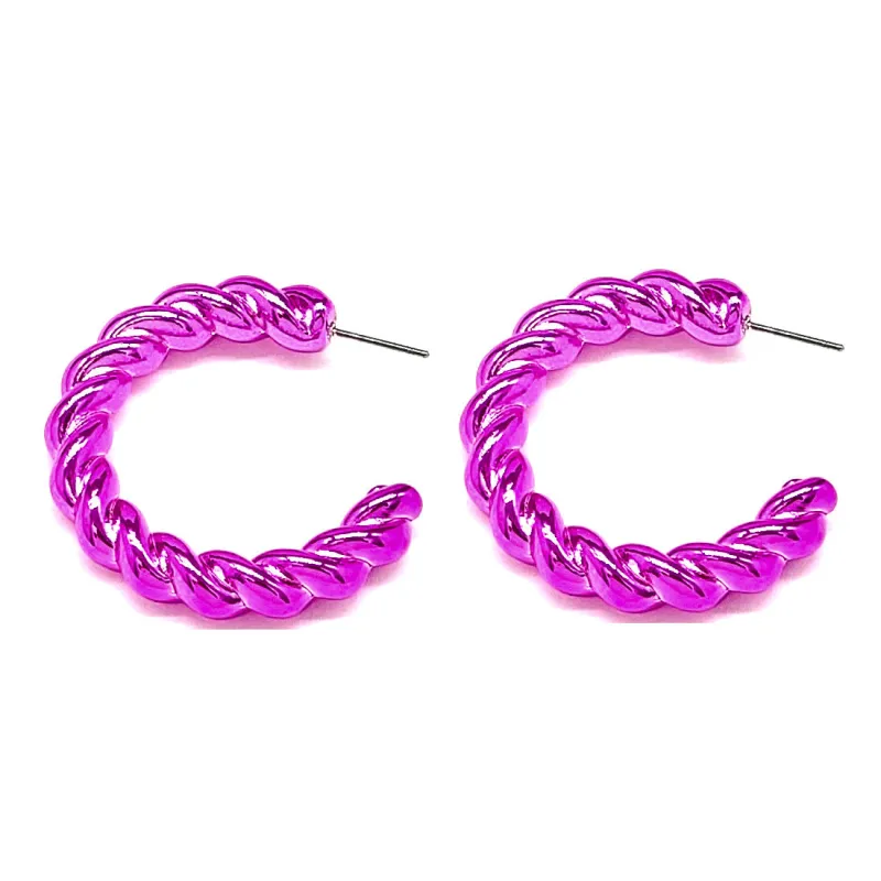 FUCHSIA HOOP EARRINGS ( 8213 FA ) made by Oh My Jewelry
