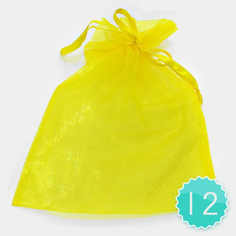6.75" x 9.5" Extra Large YELLOW Organza Gift Bag 12 Pieces ( 1003 YW ) made by Oh My Jewelry