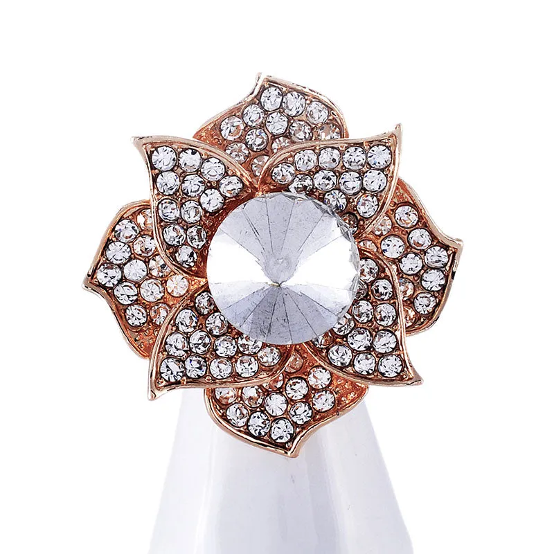 GOLD FLOWER RING CLEAR STONES ( 1311 GCL ) sold by Oh My Jewelry