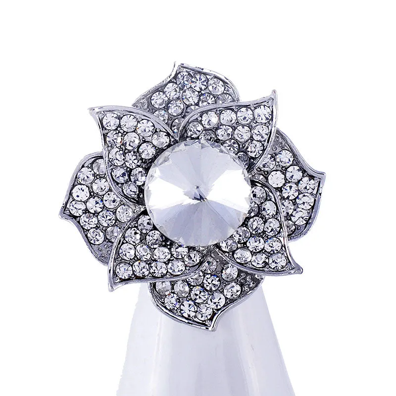 SILVER FLOWER RING CLEAR STONES ( 1311 SCL ) sold by Oh My Jewelry