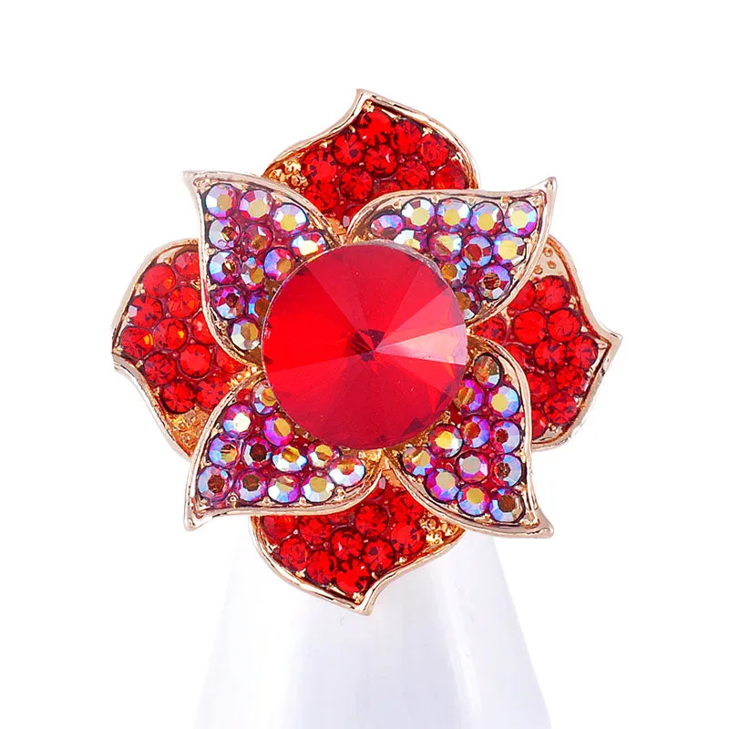 GOLD FLOWER RING RED STONES ( 1311 GRD ) sold by Oh My Jewelry