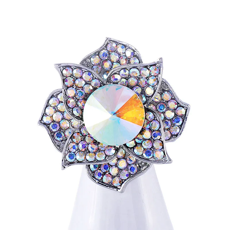 SILVER FLOWER RING AB STONES ( 1311 SAB ) sold by Oh My Jewelry