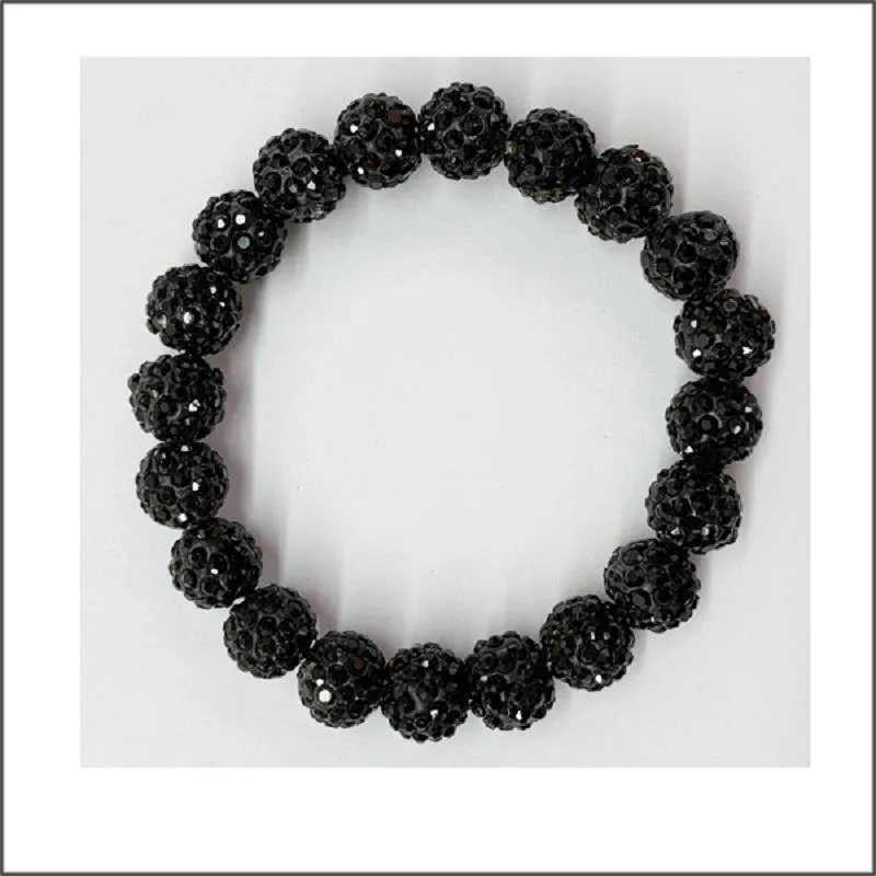 BLACK STRETCH BRACELET BLACK STONES (MB02- 10 BK ) sold by Oh My Jewelry