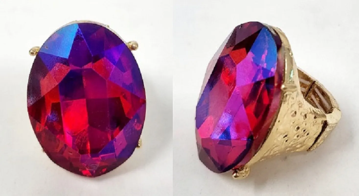 GOLD STRETCH RING PURPLE AB STONE ( 10027 GRDA ) sold by Oh My Jewelry