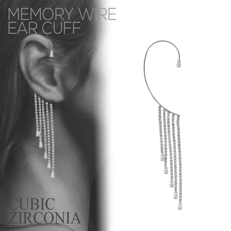 SILVER EAR CUFF CLEAR CUBIC ZIRCONIA CZ STONES ( 27802 CRS ) made by Rebecca Minkoff