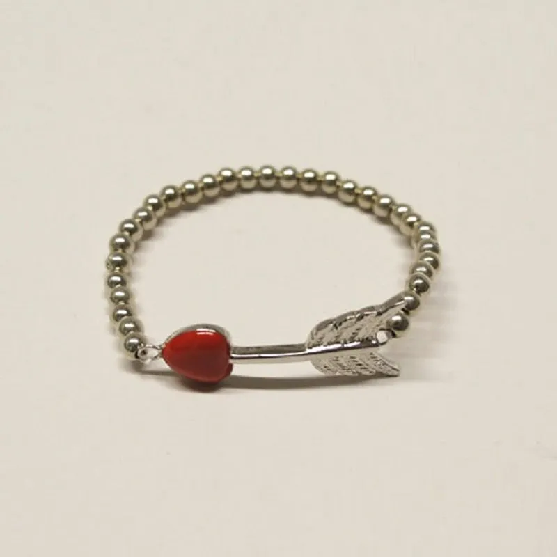 SILVER STRETCH BRACELET RED HEART ARROW ( 1227 RD ) sold by Oh My Jewelry