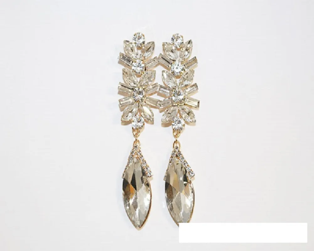 GOLD EARRINGS CLEAR STONES ( 1638 GCRY ) sold by Oh My Jewelry