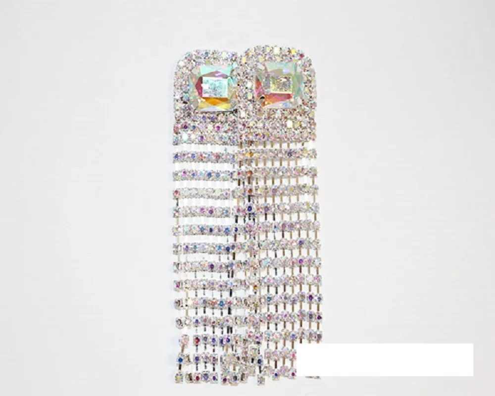 SILVER AB STONE EARRINGS ( 1632 SAB ) sold by Oh My Jewelry