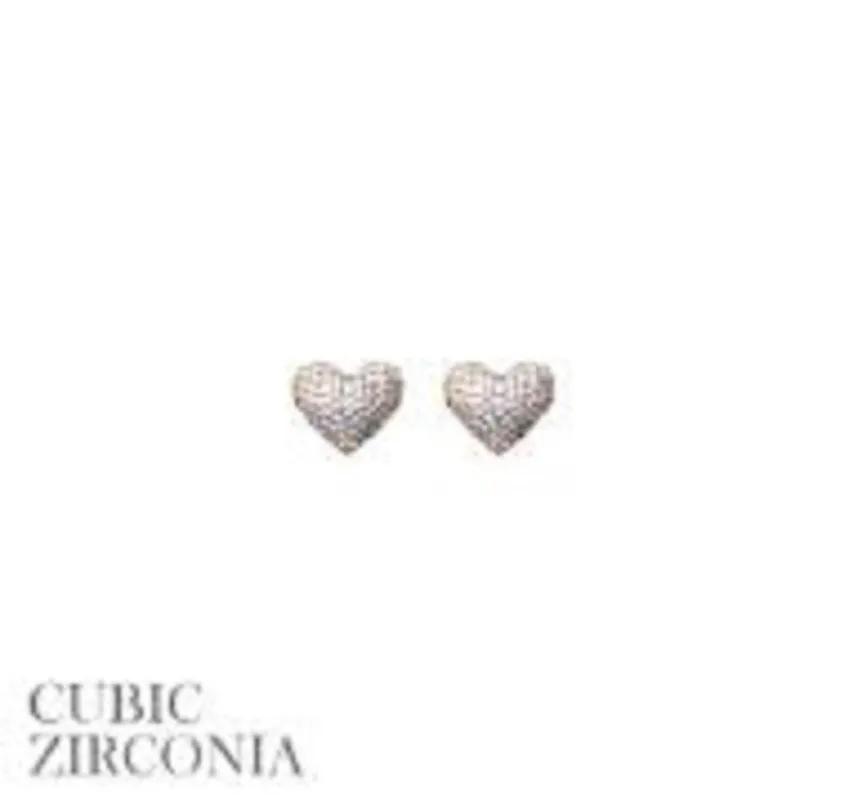 GOLD HEART STUD EARRINGS CZ CUBIC ZIRCONIA ( 26733 ) sold by Oh My Jewelry