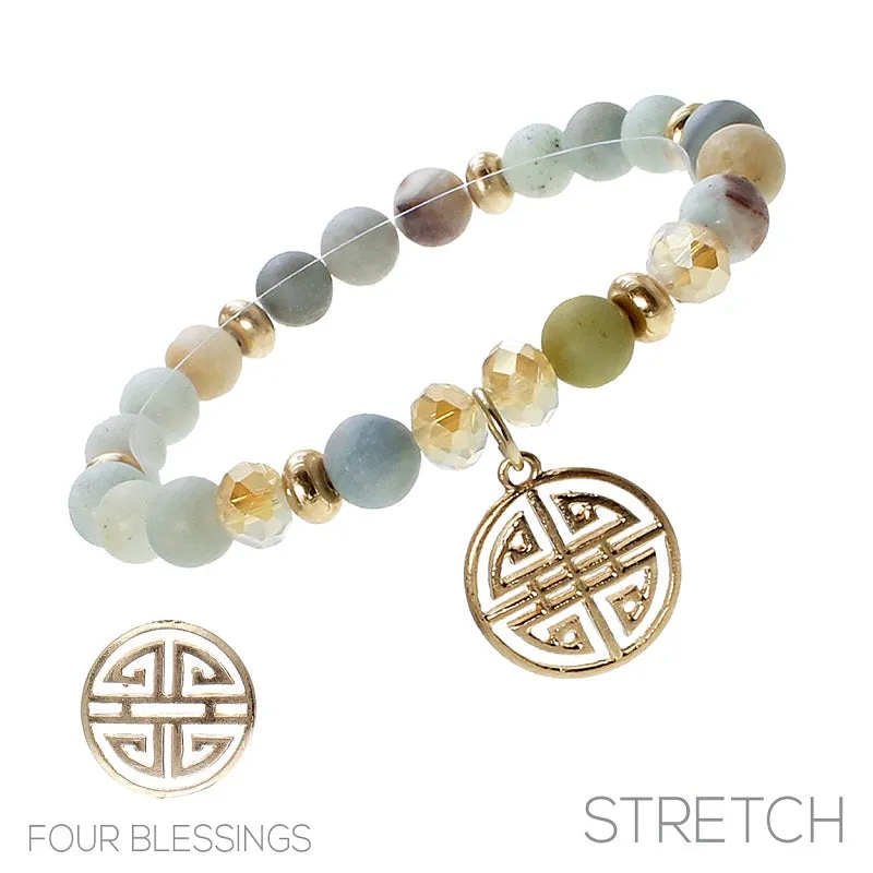 GOLD GREEN STRETCH BRACELET ( 83430 POM G ) sold by Oh My Jewelry