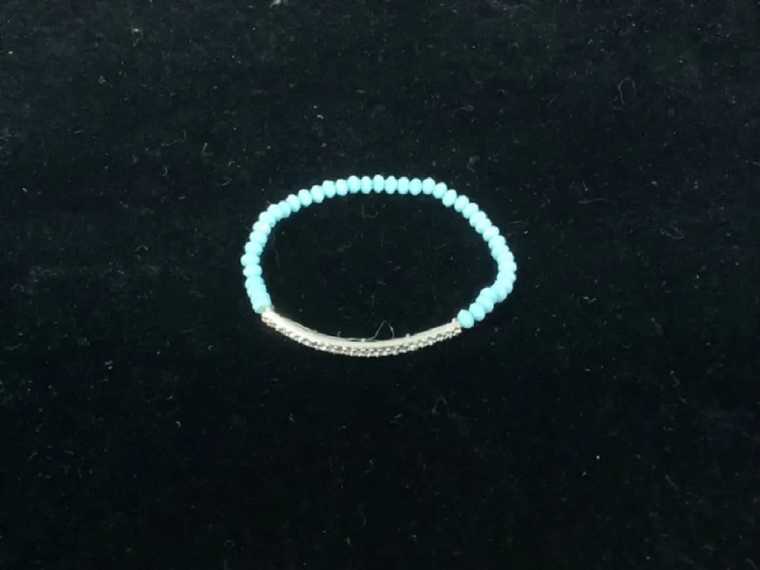 GOLD MINT STRETCH BRACELET CLEAR STONES ( 0240 MI ) sold by Oh My Jewelry