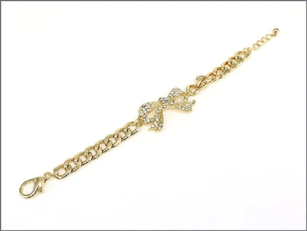 GOLD BRACELET BOW CLEAR STONES ( 04263 GLCRY ) sold by Oh My Jewelry
