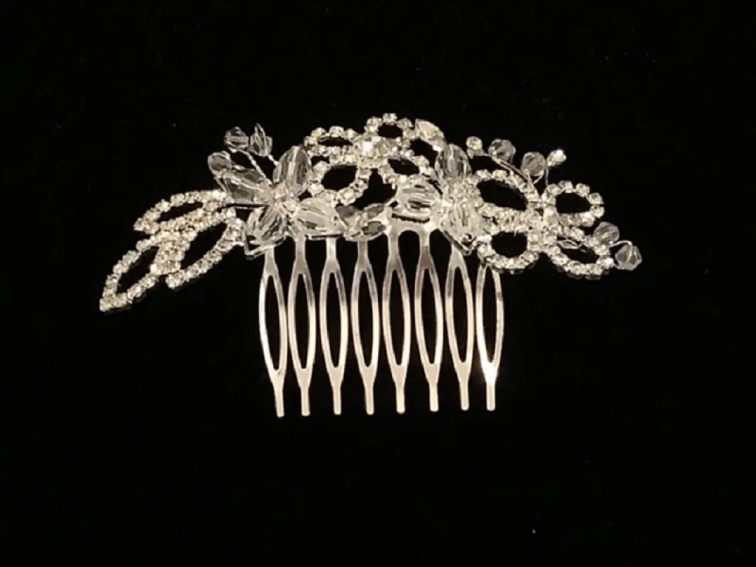 SILVER HAIR COMB CLEAR STONES ( 63430 ) sold by Oh My Jewelry