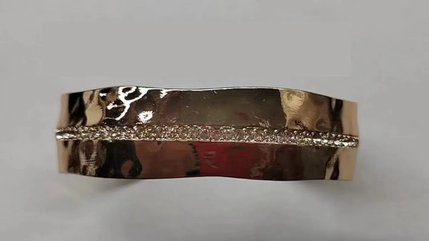 GOLD CUFF BANGLE CLEAR STONES ( 484 GD ) sold by Oh My Jewelry