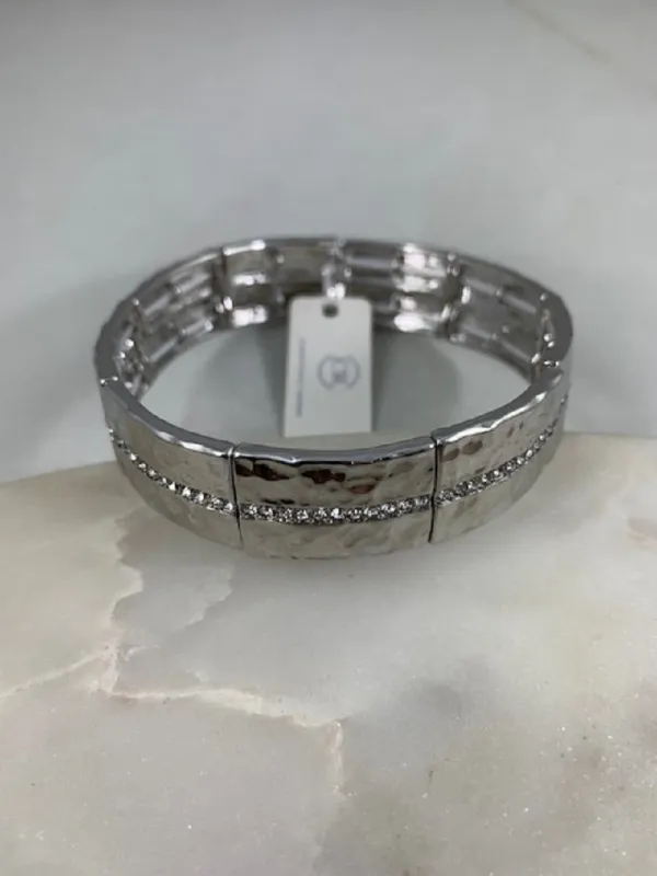 SILVER STRETCH BRACELET CLEAR STONES ( 3412 RH ) sold by Oh My Jewelry