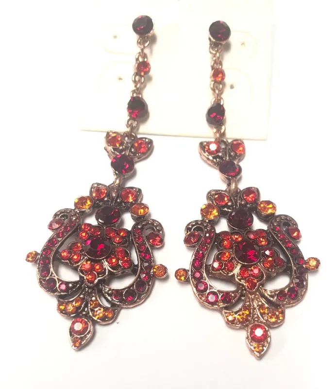 ROSE GOLD EARRINGS BURGUNDY STONES ( 03829 BURE ) sold by Oh My Jewelry