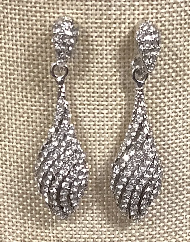 SILVER EARRINGS CLEAR STONES ( 4132 S ) sold by Oh My Jewelry
